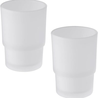 Glass Tumbler Cap 2 Pack,  Frosted Bathroom Rinsing and Mouthwash Cup, Toothbrush & Toothpaste Holder & Drinking for Glassware