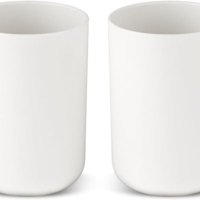 2Pcs Unbreakable Bathroom Tumbler, Dishwasher Safe Drink Cup, Mouthwash Cups, Easy to Clean (White)