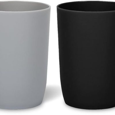 4pcs Bathroom Tumbler Toothbrush Cup Plastic Tumblers Water Tumbler Reusable Drinkware, Mouthwash Cup, Black