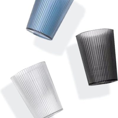 Toothbrush Cup Holder, Bathroom Tumbler, Unbreakable Cup, Reusable mouthwash Cup, mug3PCS (Blue&Clear&Grey)