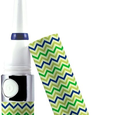 Portable Battery Operated Sonic Toothbrush To-Go with 2 Brush Heads & AAA Battery Included, Green Herringbone, 0.2 Pound